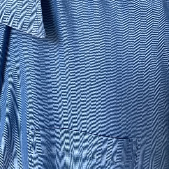 John W. Nordstrom Blue Herringbone Pattern Dress Shirt, Size 17-37 - Picture 4 of 12